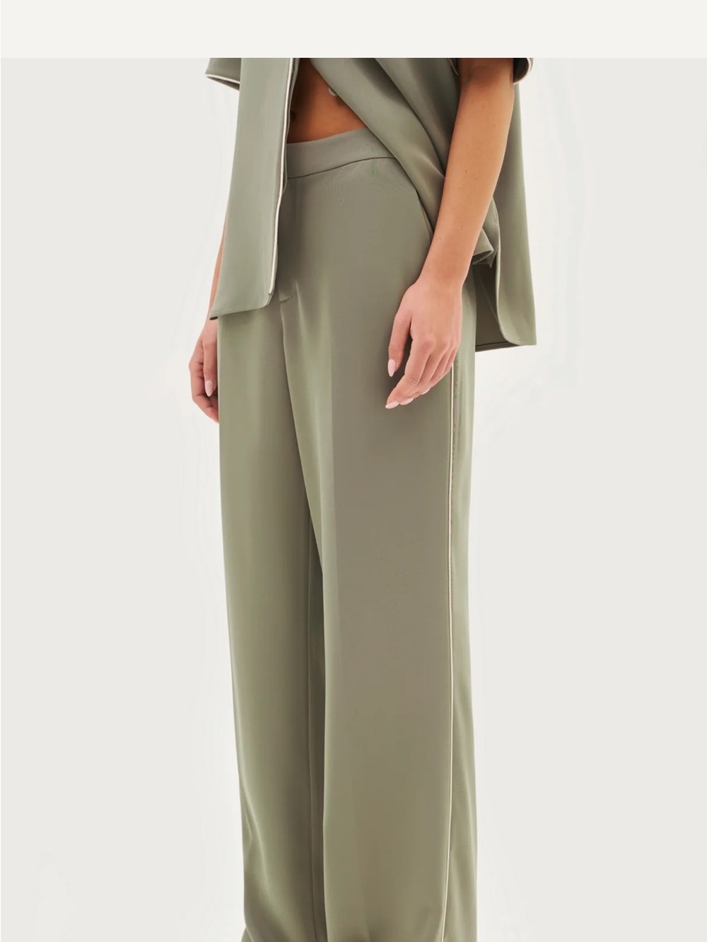 Maebe piped tailored trousers- khaki moss